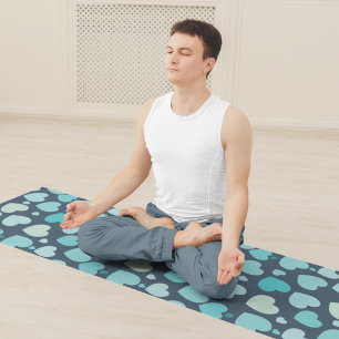 cute blue hearts yoga mat