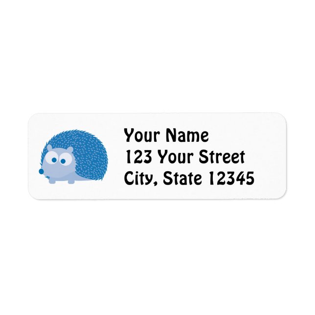 Cute Blue Hedgehog Return Address Label (Front)