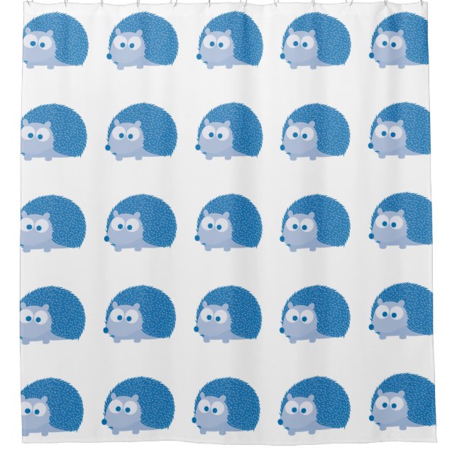 Cute Blue Hedgehog Shower Curtain (Front)