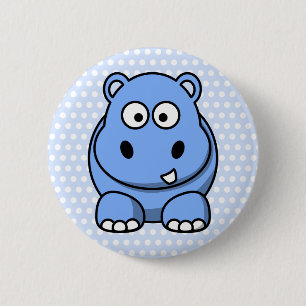 Cute Blue Hippo 6 Cm Round Badge