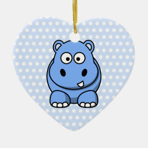 Cute Blue Hippo Ceramic Ornament
