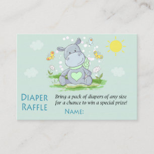 Cute Blue Hippo Diaper Raffle Tickets