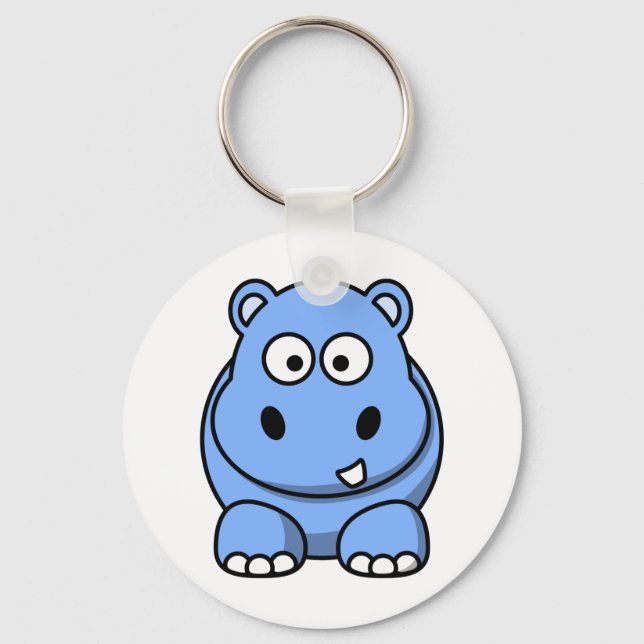Cute Blue Hippo Key Ring (Front)