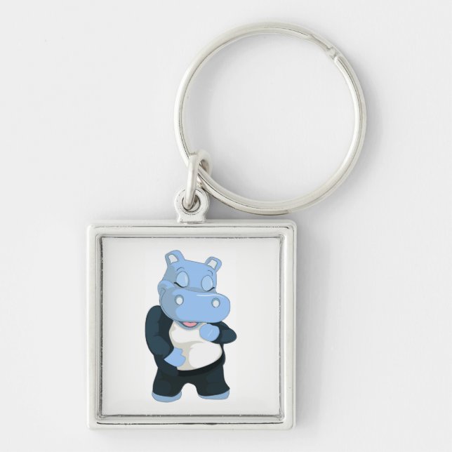 CUTE BLUE HIPPO KEY RING (Front)