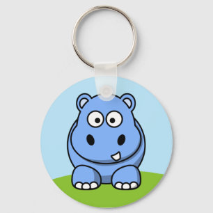 Cute Blue Hippo Key Ring