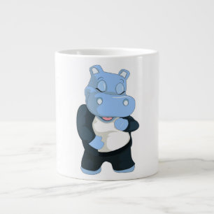 CUTE BLUE HIPPO LARGE COFFEE MUG