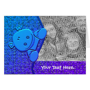 Cute Blue Hippo Personalised Photo Card