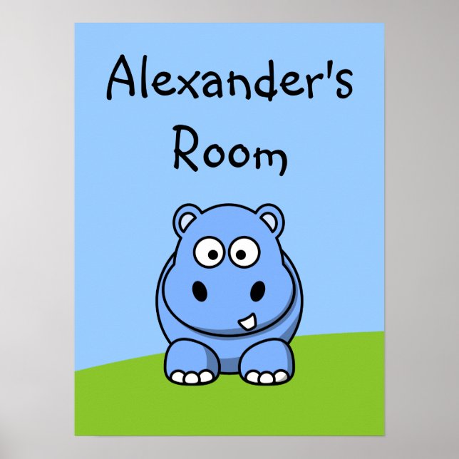Cute Blue Hippo Poster (Front)