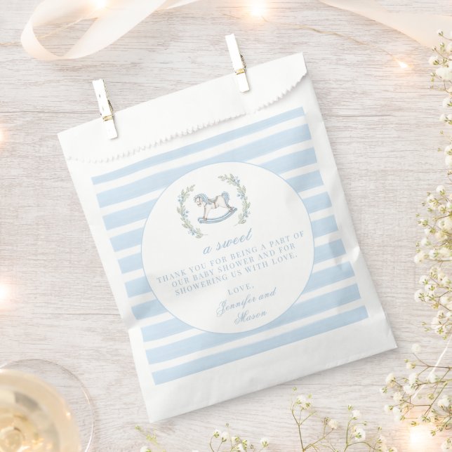 Cute blue horse bohemian baby boy shower thank you favour bag (Clipped)