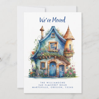 Cute Blue House Moving Announcement