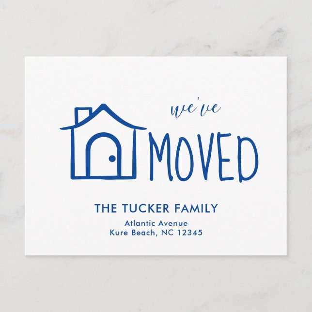 Cute Blue House We've Moved Moving Announcement Postcard (Front)
