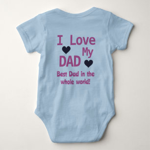 Cute Blue I Love My Dad Baby Boy  Baby Bodysuit