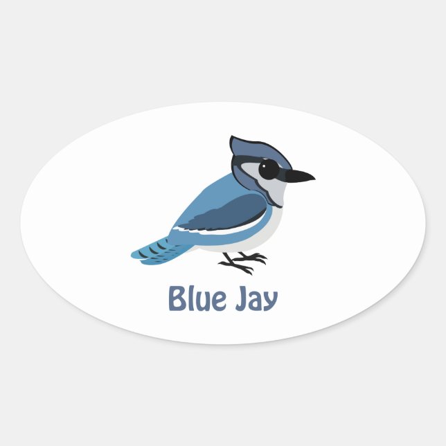 Cute Blue Jay Oval Sticker (Front)