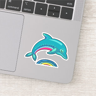 Cute Blue Jumping Dolphin Illustration