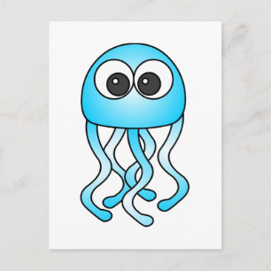 Cute Blue Kawaii Jellyfish Postcard