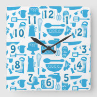 Cute Blue Kitchenware Cooking Tools Pattern Art
