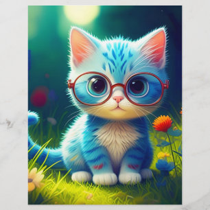 Cute Blue Kitten Wearing Glasses-276548 Custom Letterhead