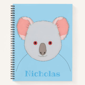 Cute Blue Koala Bear Personalised Notebook