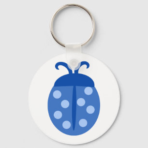 Cute Blue Ladybug Button Keychain