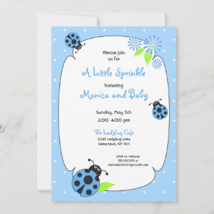 Cute Blue Ladybug Invitation