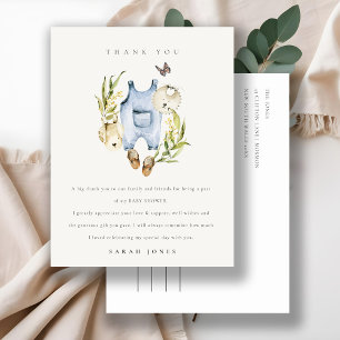 Cute Blue Leafy Foliage Boy Clothes Baby Shower Postcard