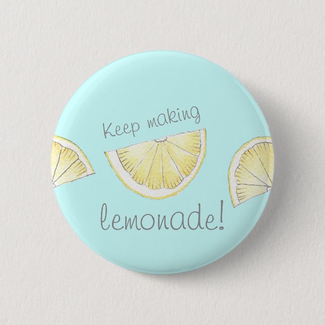 Cute blue lemon pattern motivational pin (Front)