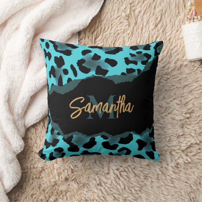 Cute Blue Leopard Print Cushion (Blanket)