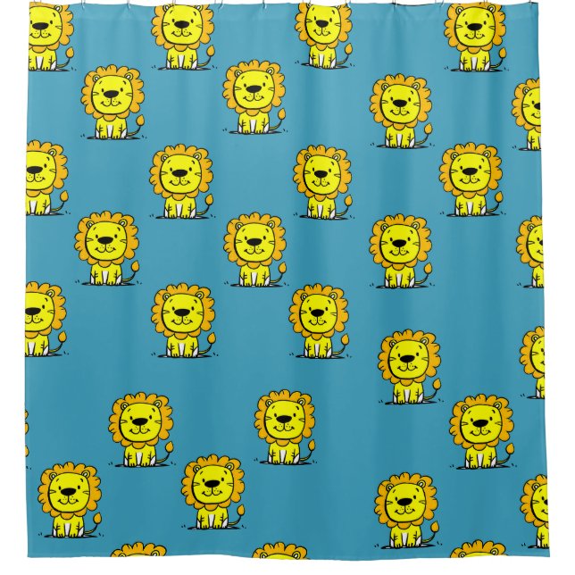 Cute Blue Lion Shower Curtain (Front)