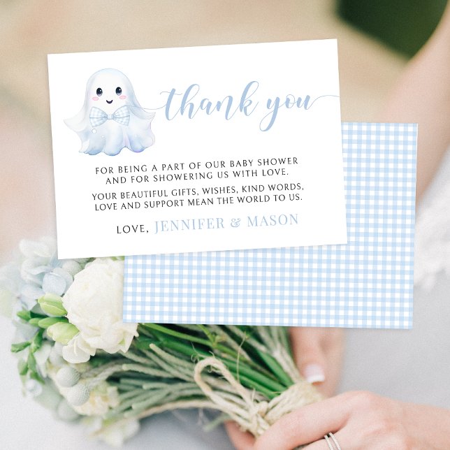 Cute Blue Little Boo Baby Shower Thank you card (Creator Uploaded)