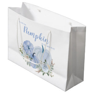 Cute Blue Little Pumpkin Baby Shower  Large Gift Bag
