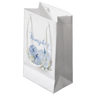 Cute Blue Little Pumpkin Baby Shower  Small Gift Bag