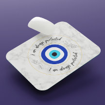 Cute Blue Marble Greek Eye Gold Typography