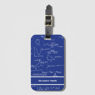 Cute Blue Math Equations Pattern Travel Luggage Tag