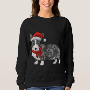 Cute Blue Merle Cardigan Corgi Christmas Santa Hat Sweatshirt