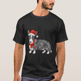 Cute Blue Merle Cardigan Corgi Santa Hat For Chris T-Shirt