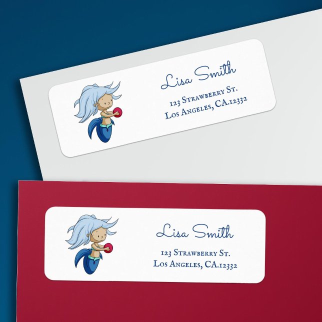 Cute Blue Mermaid Ball Return Address Label (Creator Uploaded)