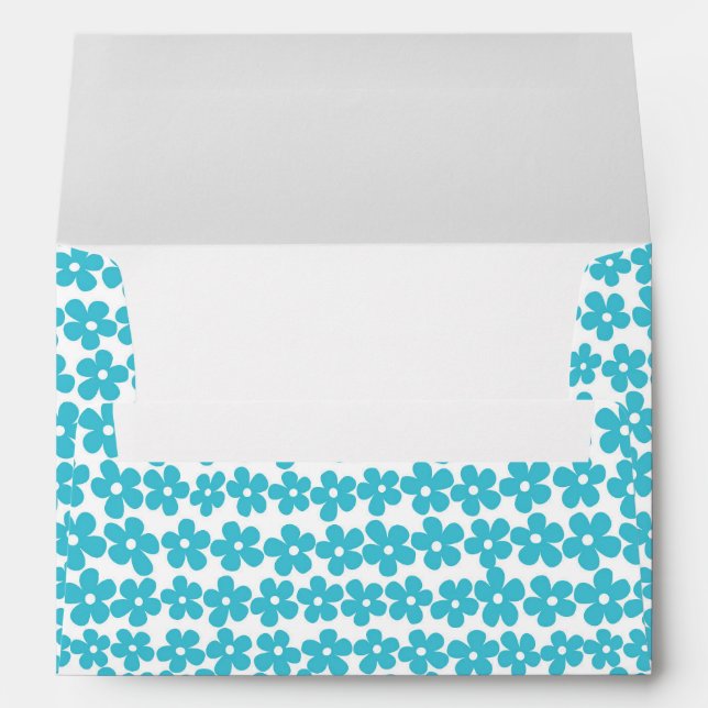 Cute Blue Minimalist Daisy Pattern Floral Envelope (Back (Bottom))
