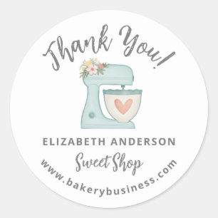 Cute Blue Mixer Bakery Business Thank you Sticker