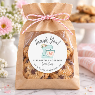 Cute Blue Mixer Bakery Business Thank you Sticker