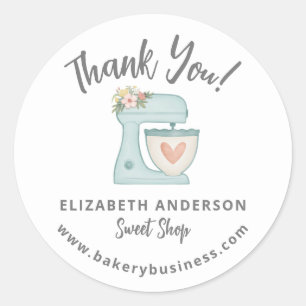 Cute Blue Mixer Bakery Business Thank you Sticker