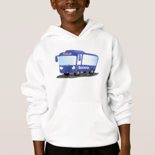 Cute blue modern bus cartoon illustration