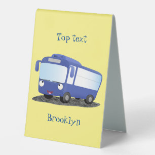 Cute blue modern bus cartoon illustration