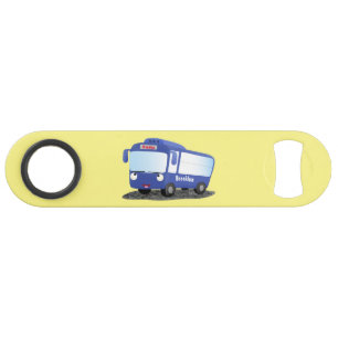 Cute blue modern bus cartoon illustration