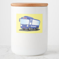 Cute blue modern bus cartoon illustration