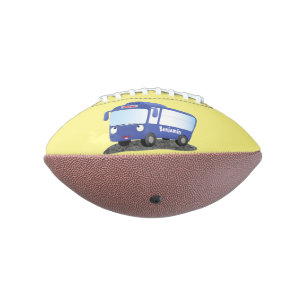 Cute blue modern bus cartoon illustration football