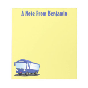 Cute blue modern bus cartoon illustration notepad