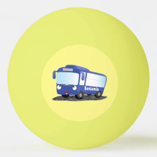 Cute blue modern bus cartoon illustration ping pong ball