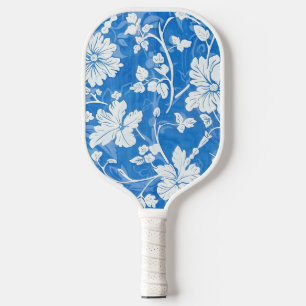 Cute Blue Modern Floral Pickleball Paddle