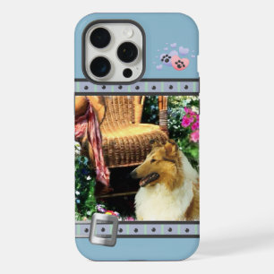 Cute Blue Modern Rough Collie Collie Dog Art iPhone 15 Pro Max Case