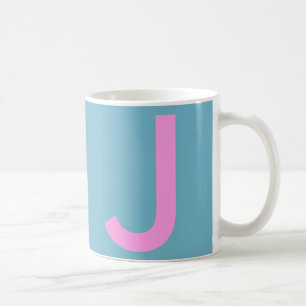Cute Blue Monogram Travel Coffee Mug